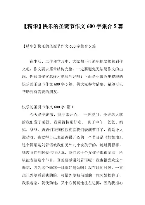 【精华】快乐的圣诞节作文600字集合5篇