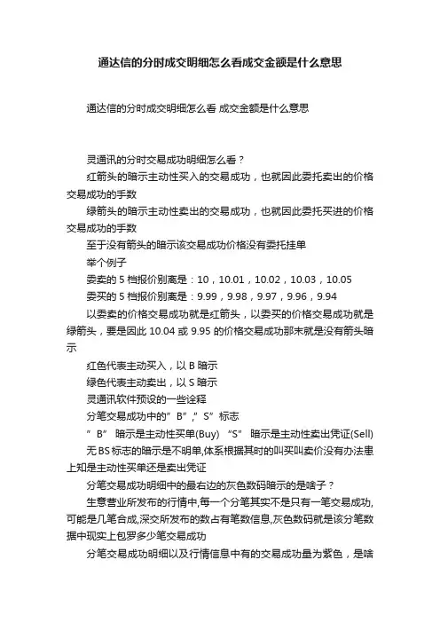 通达信的分时成交明细怎么看成交金额是什么意思