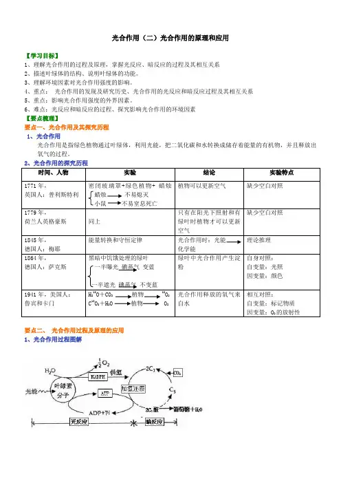 光合作用(二)光合作用的原理和应用  知识讲解及典型例题