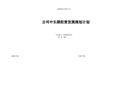 公司中长期经营发展规划计划表