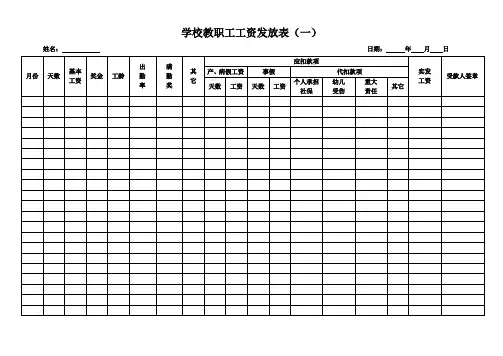 学校教职工工资发放表3表
