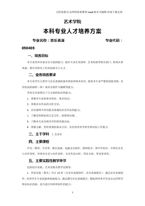 齐齐哈尔大学艺术学院本科专业人才培养方案