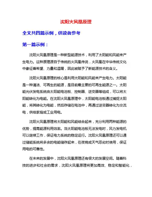 沈阳火凤凰原理