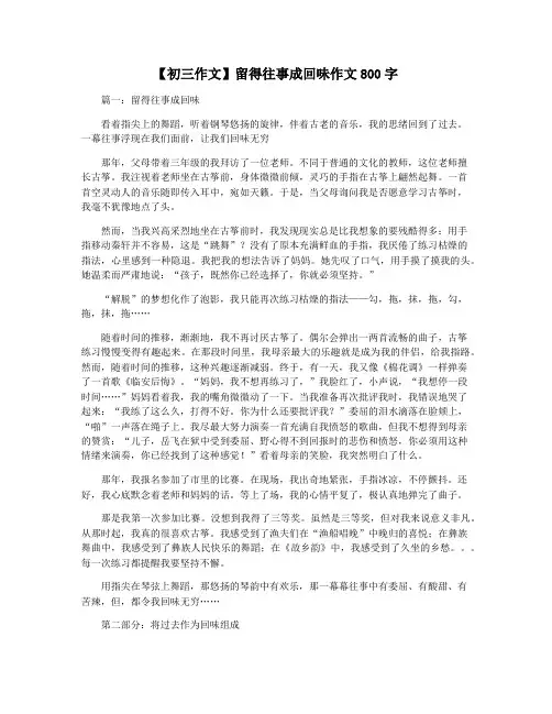 【初三作文】留得往事成回味作文800字