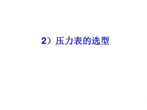 压力表选型