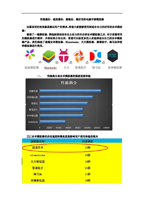 性能最好、速度最快、最稳定、最好用的电脑手游模拟器