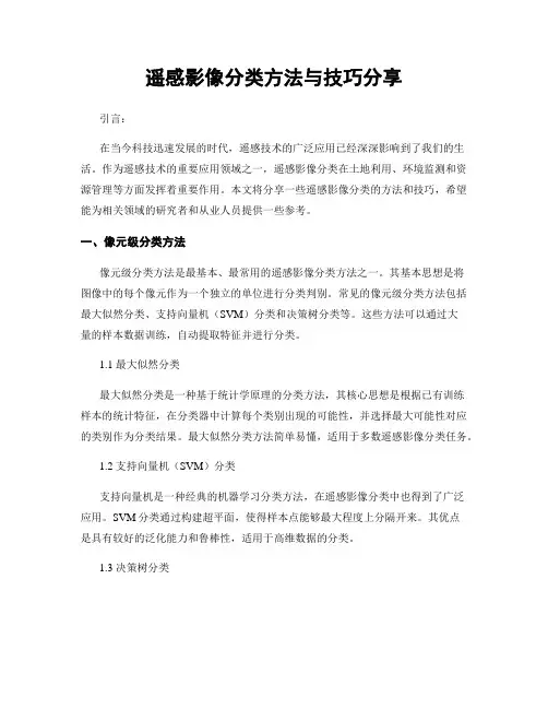 遥感影像分类方法与技巧分享