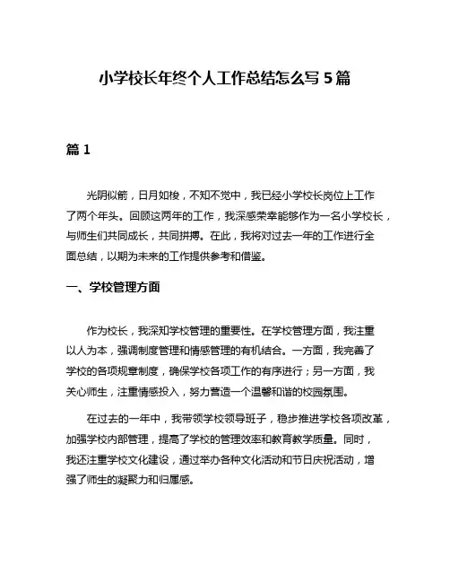小学校长年终个人工作总结怎么写5篇