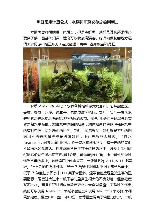 鱼缸常用计算公式，水族词汇释义你定会用到...