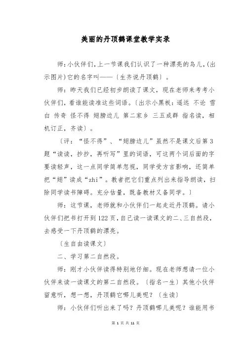 美丽的丹顶鹤课堂教学实录