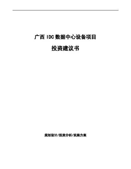 广西IDC数据中心设备项目投资建议书