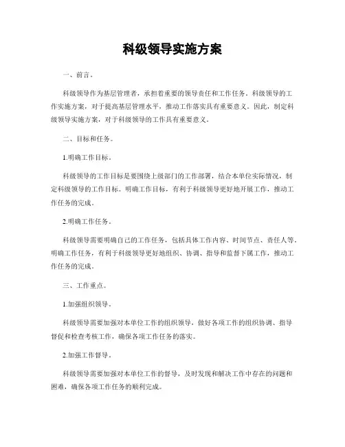 科级领导实施方案