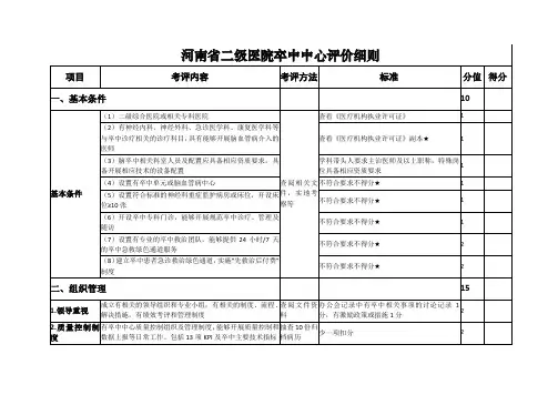 河南省二级医院卒中中心评价细则