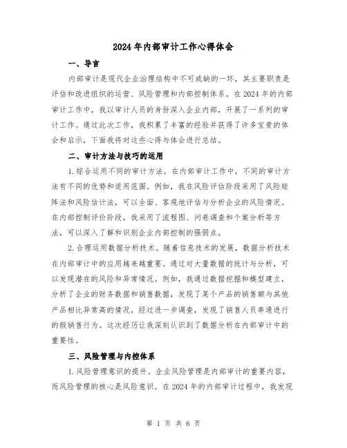 2024年内部审计工作心得体会(2篇)