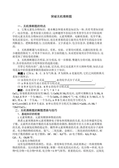 无机推断题的解题思路与技巧