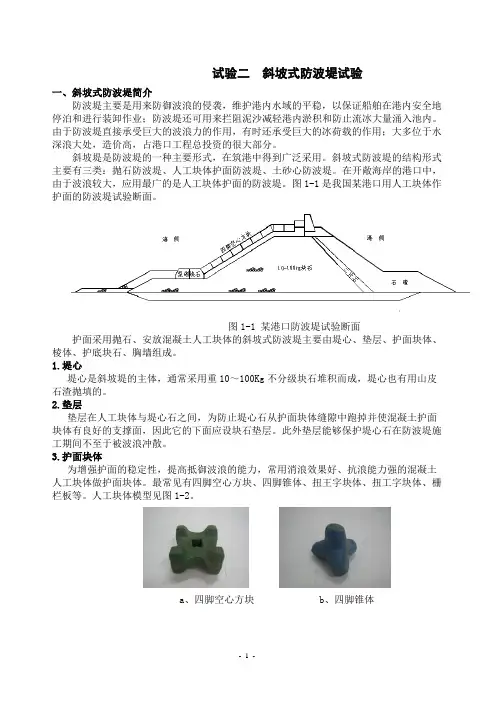 试验一 斜坡式防波堤试验