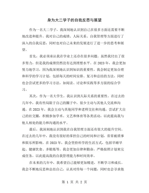 身为大二学子的自我反思与展望
