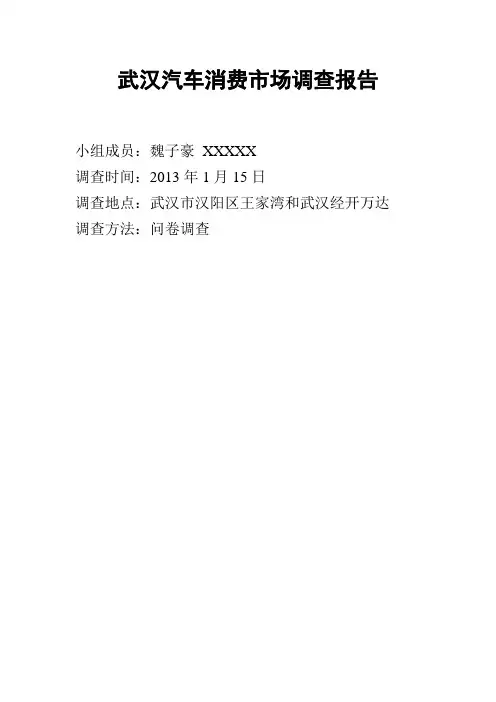 武汉市汽车消费市场调查报告