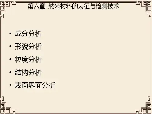 纳米材料的粒度分析与形貌分析(ppt 42页)