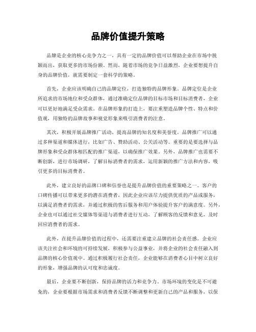 品牌价值提升策略