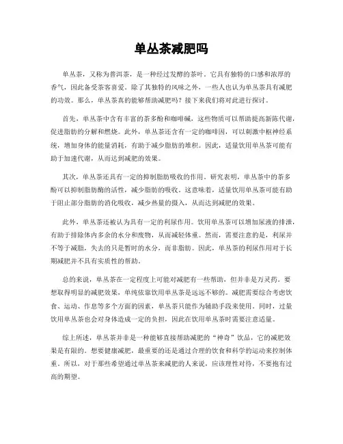 单丛茶减肥吗