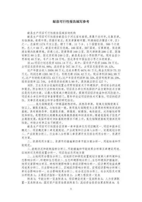 献县可行性报告编写参考