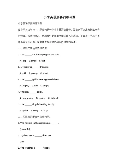 小学英语形容词练习题