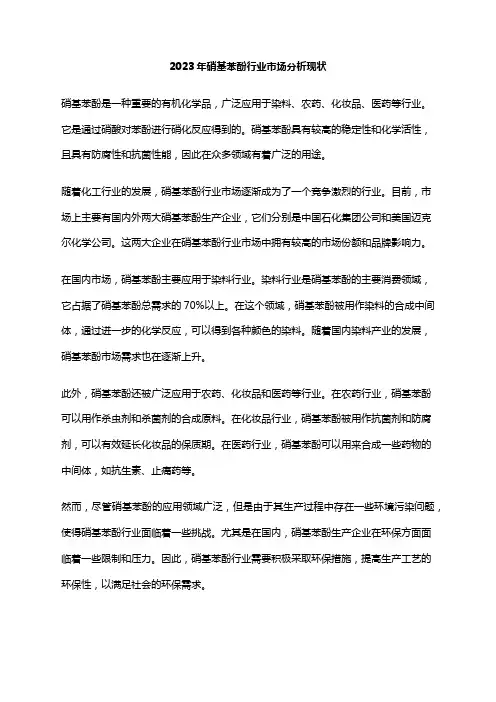 2023年硝基苯酚行业市场分析现状