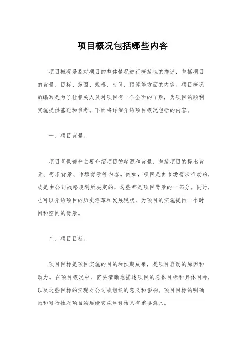 项目概况包括哪些内容