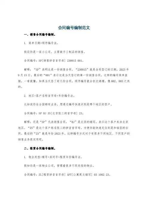 合同编号编制范文