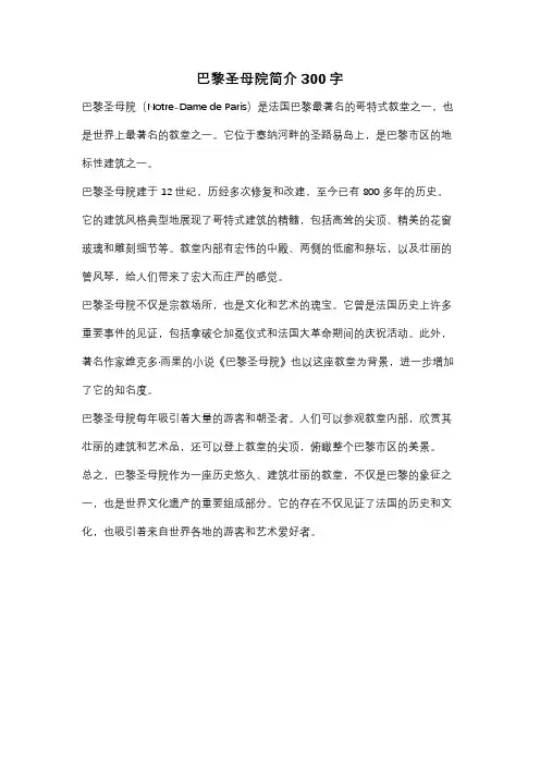 巴黎圣母院简介300字