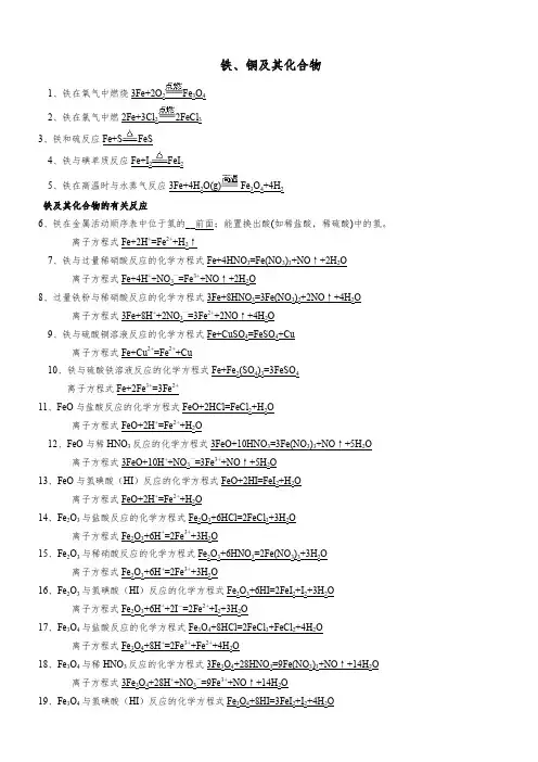 《铁、铜》方程式参考答案 (2)