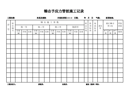 锤击预应力管桩综合施工记录