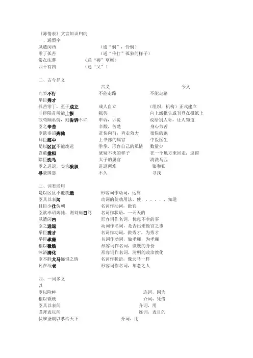 陈情表 文言知识整理
