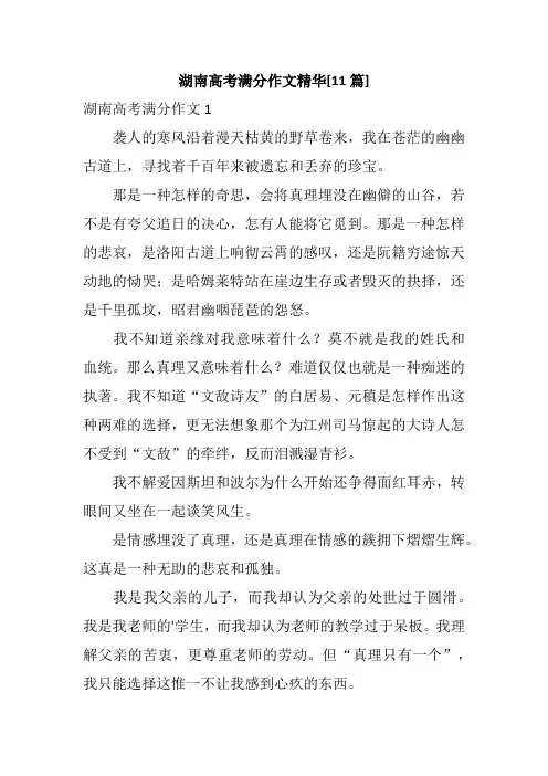 湖南高考满分作文精华[11篇]