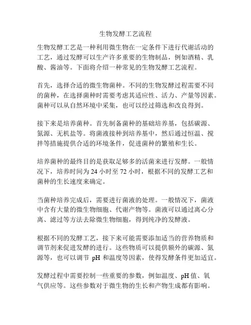 生物发酵工艺流程