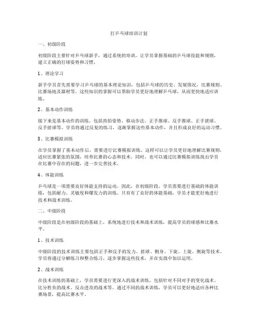 打乒乓球培训计划