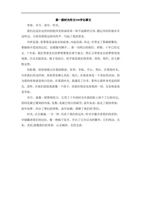 那一段时光作文500字记事文