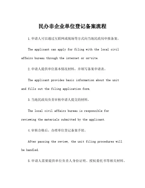 民办非企业单位登记备案流程