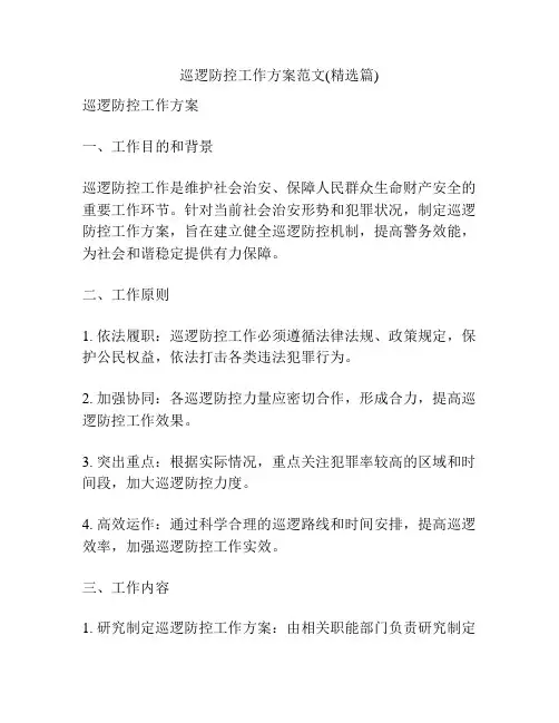 巡逻防控工作方案范文(精选篇)