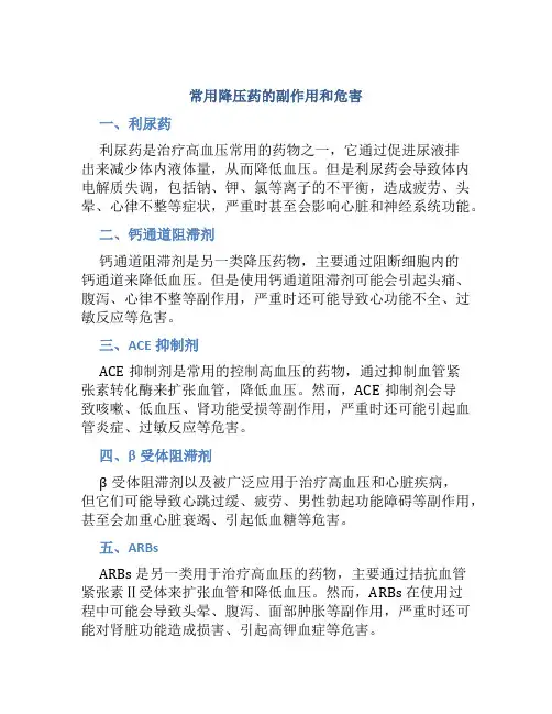 常用降压药都有哪些副作用和危害图片素材