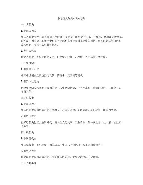 中考历史分类知识点总结