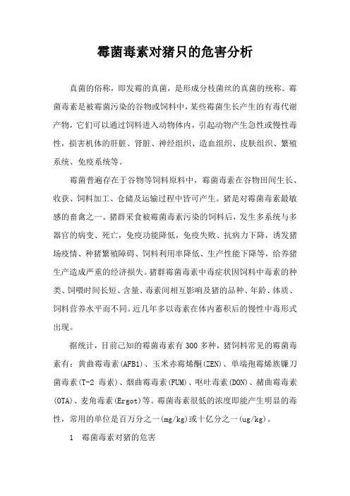 霉菌毒素对猪只危害分析
