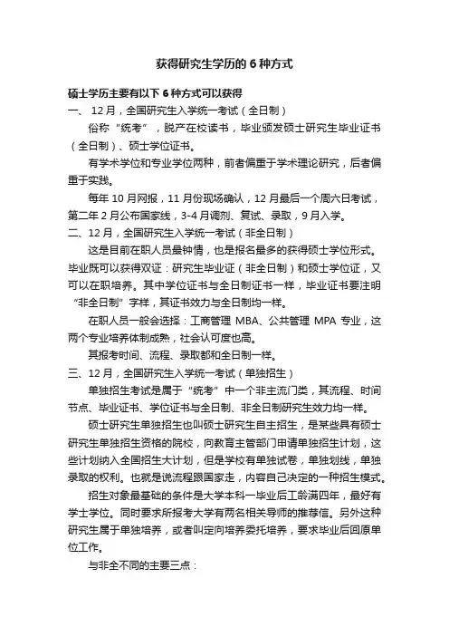 获得研究生学历的6种方式