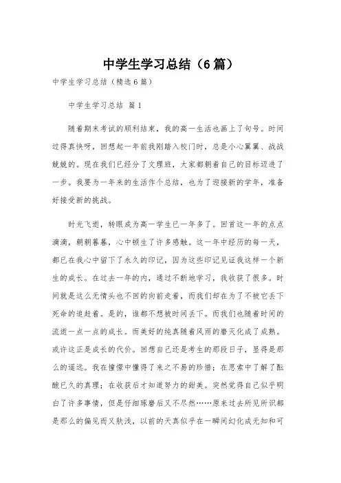 中学生学习总结(6篇)
