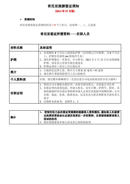肯尼亚旅游签证须知