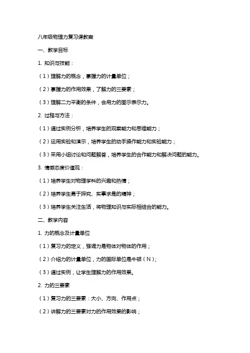 八年级物理力复习课教案