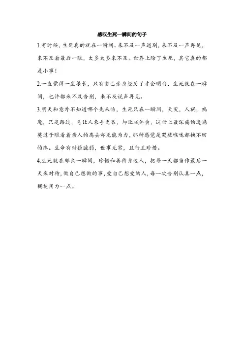 感叹生死一瞬间的句子