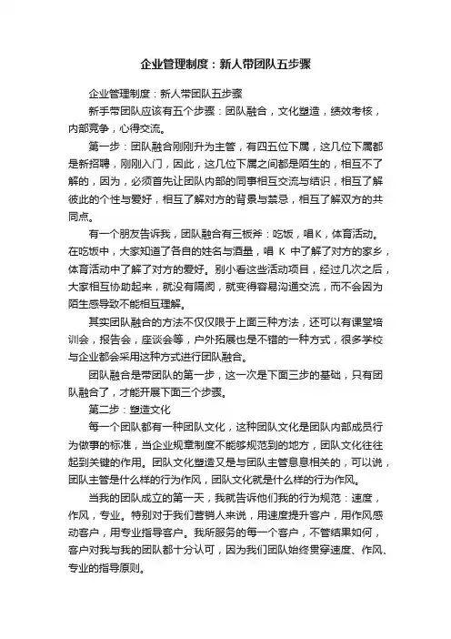 企业管理制度：新人带团队五步骤