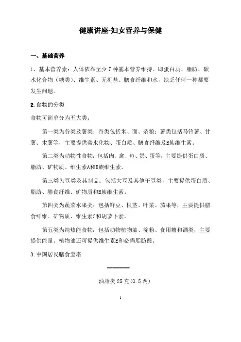 健康讲座-妇女营养与保健